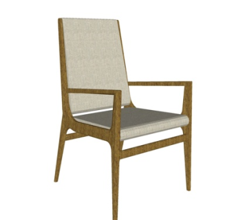 现代实木单椅su模型