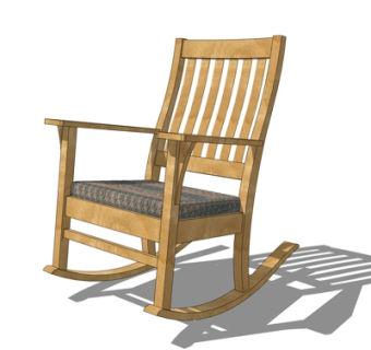现代实木摇椅su模型