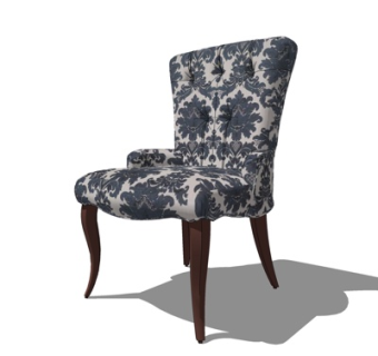 欧式布艺单椅su模型