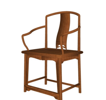 中式实木单椅su模型