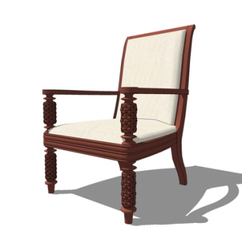 欧式布艺休闲椅su模型