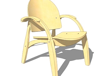 现代实木休闲椅su模型