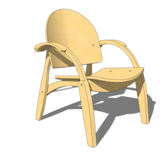 现代实木休闲椅su模型