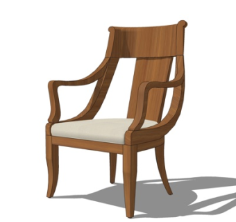 现代实木休闲椅su模型
