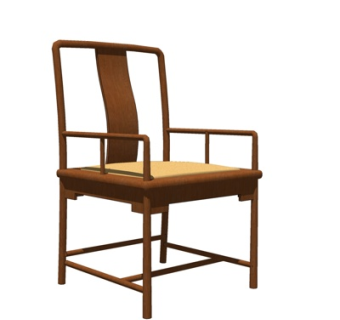 中式实木单椅su模型