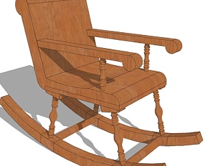中式实木摇椅su模型