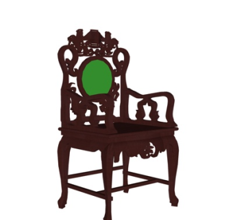 欧式实木单椅su模型