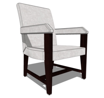 现代实木单椅su模型