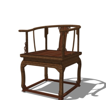 欧式实木单椅su模型