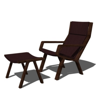 现代实木休闲椅脚踏su模型