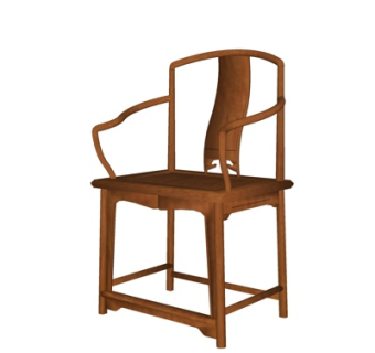 中式实木单椅su模型