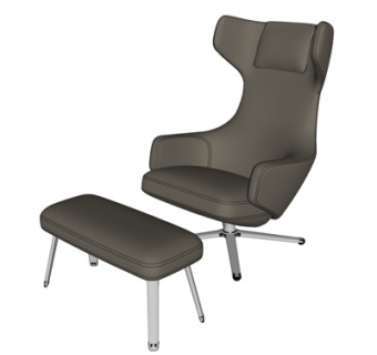 现代布艺休闲椅脚踏su模型