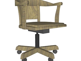 现代复古实木办公椅su模型