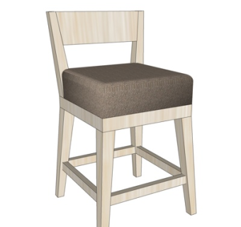 北欧原木吧台椅su模型