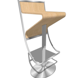 现代实木吧台椅su模型
