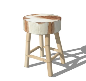 北欧原木圆凳su模型