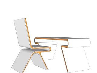 <em>现代书桌椅</em>su模型