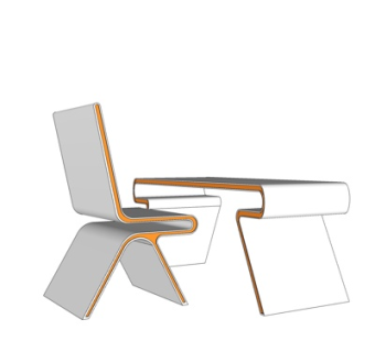 现代书桌椅su模型