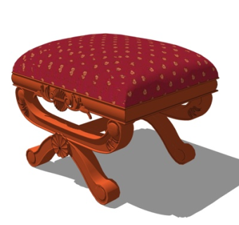 欧式布艺凳子su模型