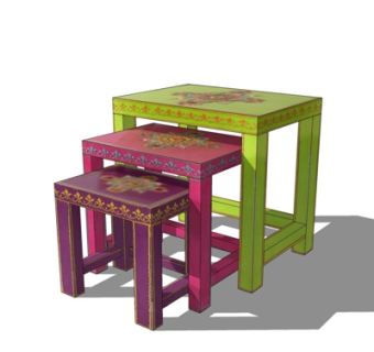 东南亚凳子组合su模型