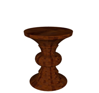 现代实木圆凳su模型