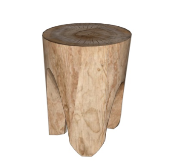 自然风木头圆凳su模型