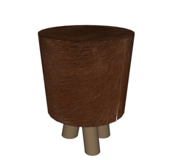 自然风木头圆凳su模型