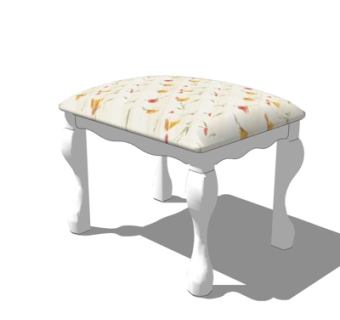 欧式布艺凳子su模型