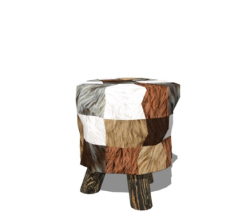 自然风木头圆凳su模型