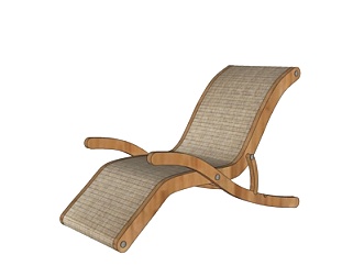 现代实木休闲躺椅su模型