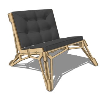 现代皮革休闲椅su模型