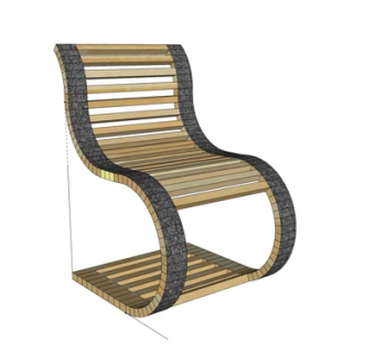 现代实木休闲椅su模型