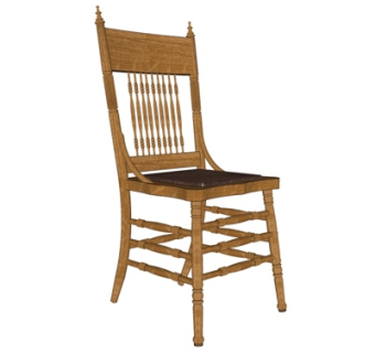 中式实木单椅su模型