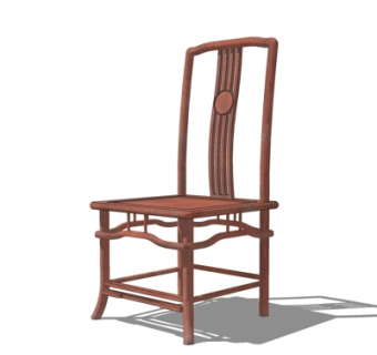 新中式实木单椅su模型
