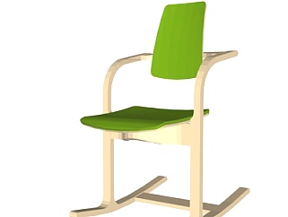 北欧原木休闲椅su模型