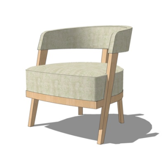 北欧布艺休闲椅su模型