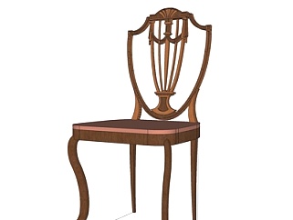 欧式实木单椅su模型