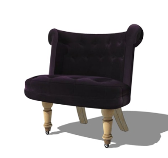 欧式布艺休闲椅su模型