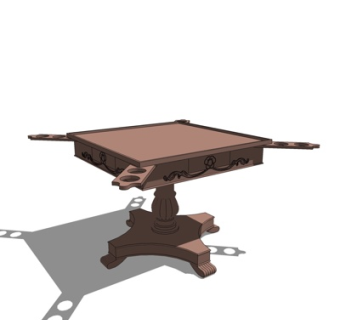 欧式实木麻将桌su模型