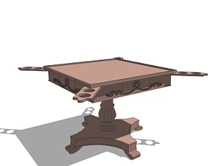 欧式实木麻将桌su模型