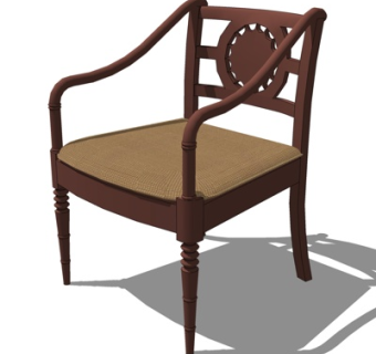 欧式实木单椅su模型