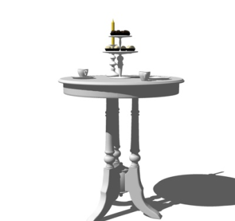 简欧休闲桌su模型