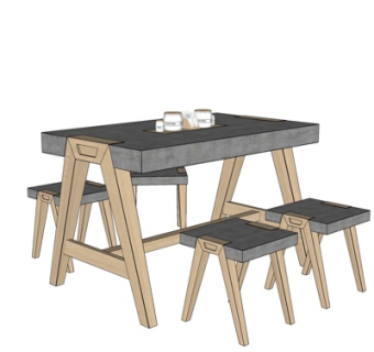 新中式茶桌su模型