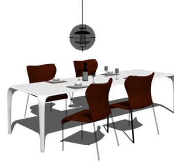 现代餐桌su模型