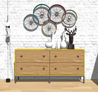 工业风边柜su模型