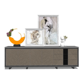 现代风边柜su模型