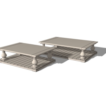 简欧茶几su模型
