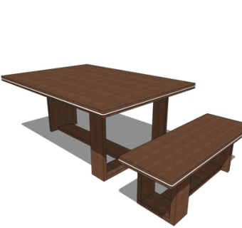 新中式户外休闲桌su模型