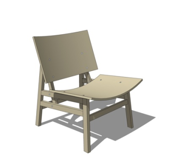 现代实木休闲椅su模型