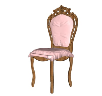 欧式实木单椅su模型